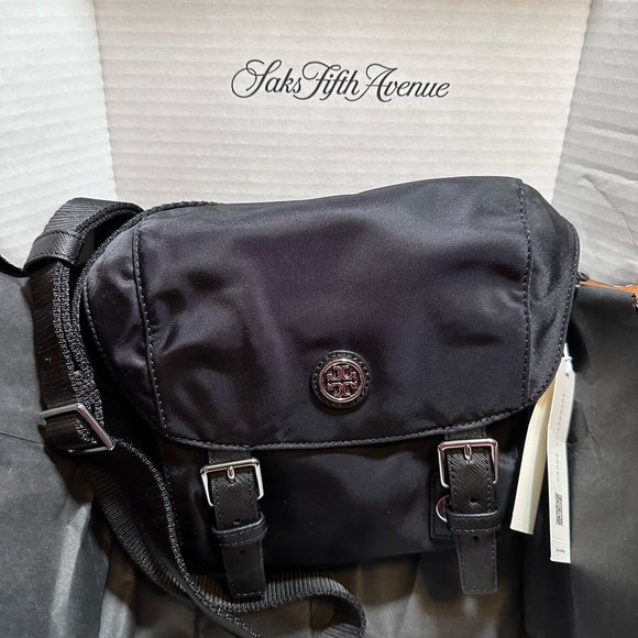 Tory Burch Virginia Recycled Nylon Small Messenger Crossbody ~NWT~ Black - Picture 6 of 14